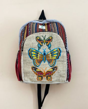 Patched Butterfly Hemp Backpack