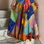 Silk Patchwork Long Skirts