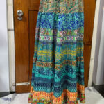 Patchwork Panel Silk Long Skirt