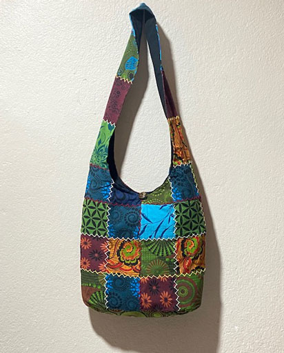 Hand Sewn Kantha Recycled Silk Patchwork Market bag Purse XL – Midnight Sun