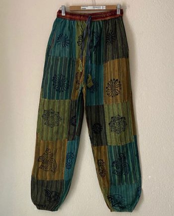 Stonewashed Patchwork Cotton Trousers