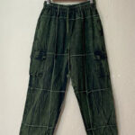 Stonewashed Patchwork Cotton Trousers