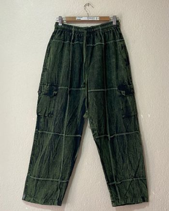 Stonewashed Patchwork Cotton Trousers