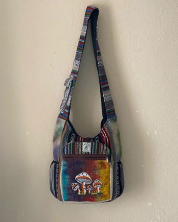 Mushroom Embroidery Hemp Jogi Bag