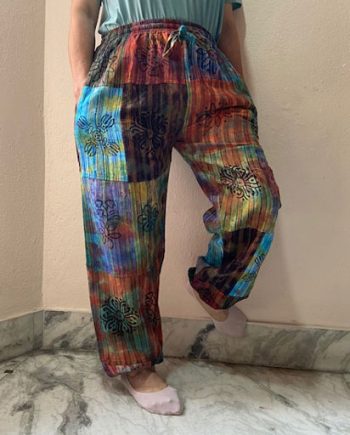 Tie Dye Patchwork Cotton Trousers