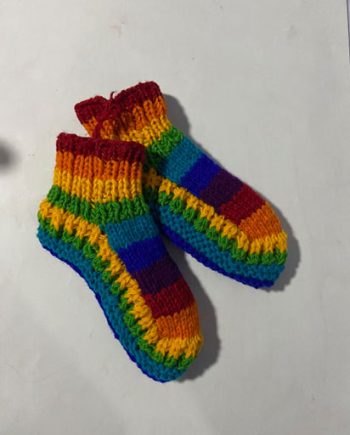 Rainbow Hand Knit Woolen Slippers