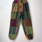 Stonewashed Patchwork Cotton Trousers