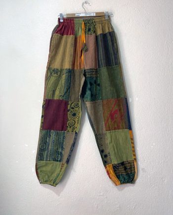 Stonewashed Patchwork Cotton Trousers