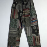 Stonewashed Patchwork Cotton Trouser