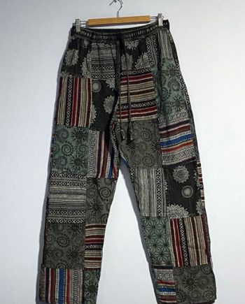 Stonewashed Patchwork Cotton Trouser