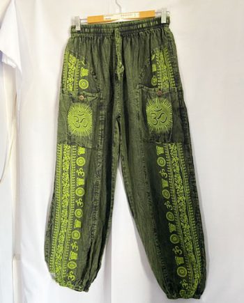 Side OM Print Cotton Trousers