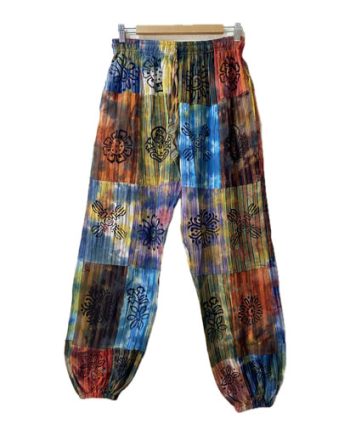 Tie Dyed Patchwork Cotton Trousers