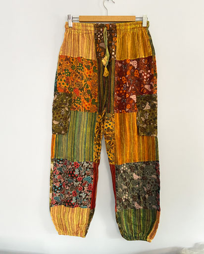 Himalayan-Trousers,-Patchwork-Clothing,-Mushroom--Trousers