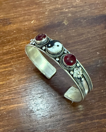 White-Metal-Bracelet,-Nepalese-Jewelry