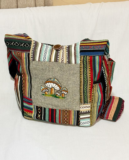 Mushroom-Embroidery,-Cotton-Hippie-Bags